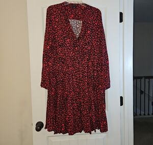 Torrid Red and Black Long Sleeve Dress